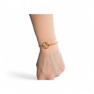 Gold Baseball Stitch Circle Bracelet - Women’s Jewelry